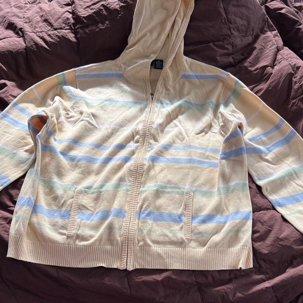 Sonoma Cream and Blue Knit Cardigan